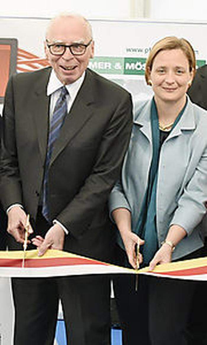 Klaus Ortner mit Tochter Iris  bei der Eröffnung eines Bürogebäudes der PORR in Klagenfurt: Iris Ortner wurde kürzlich in den Aufsichtsrat der Staatsholding ÖBAG bestellt