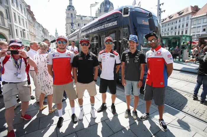 Jack Miller, Marcel Schrötter, Takaaki Nakagami, Philipp Öttl  und Danilo Petrucci