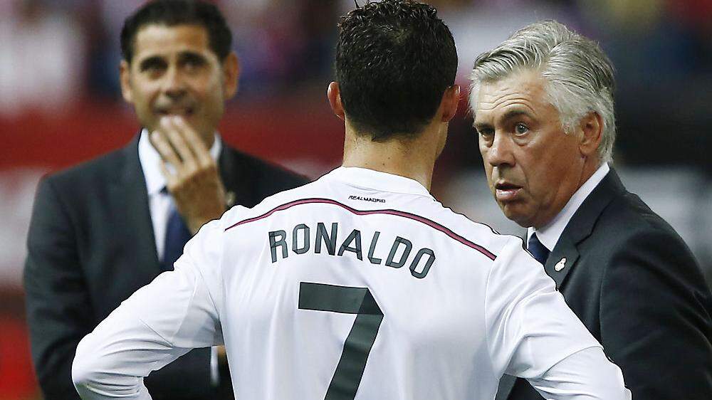 Carlo Ancelotti (rechts) weiß: kein Ronaldo in Weiß. 