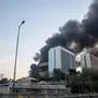 Israeli Attack Headquarters Iran State TV Smoke rises from the rubble of an Iranian state media building in Tehran after an Israeli airstrike on June 16, 2025. The strike, which Israel confirmed targeted terror-linked propaganda infrastructure, marks a further escalation in regional tensions. Tehran Tehran Iran Copyright: xNikanx