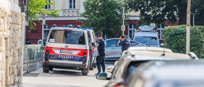 Es gibt ein erhöhtes Polizeiaufkommen vor dem Landesgericht Klagenfurt
