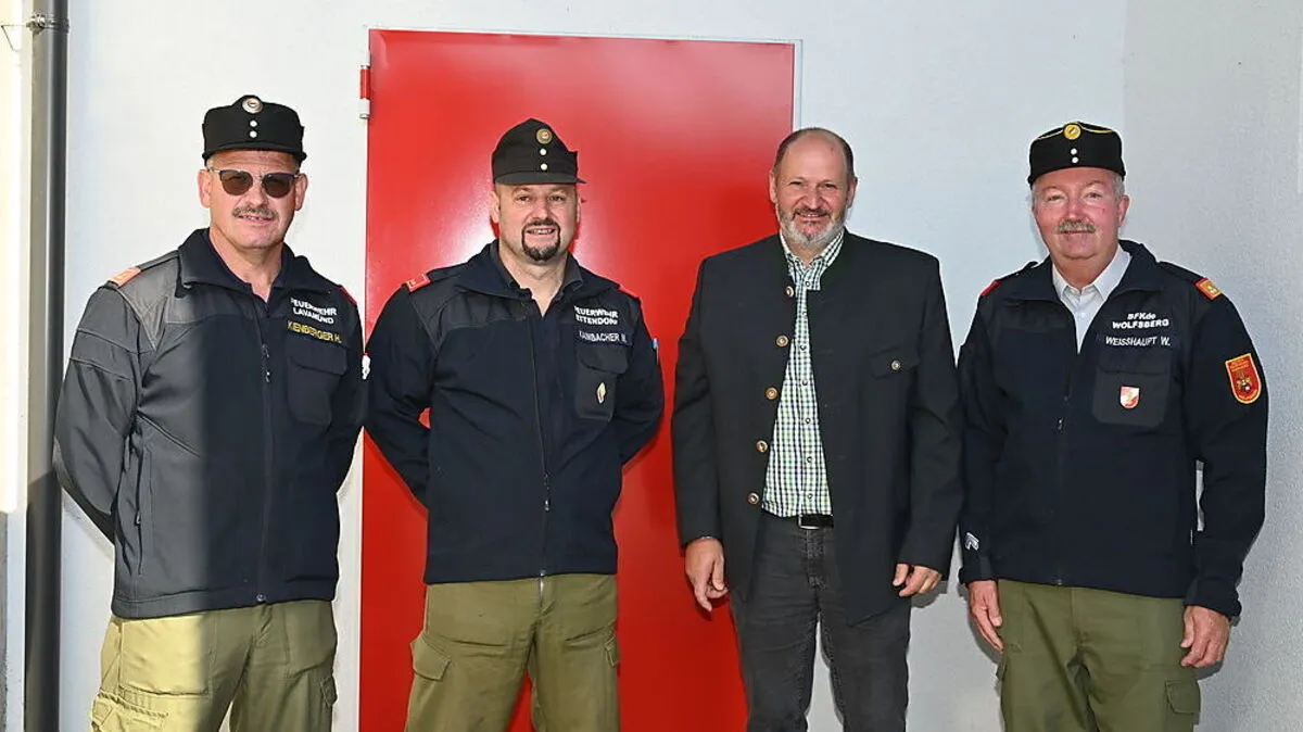 GFK Hannes Kienberger, Kommandant Martin Kaimbacher, GR Erich Pachler, BFK Wolfgang Weißhaupt (von links)