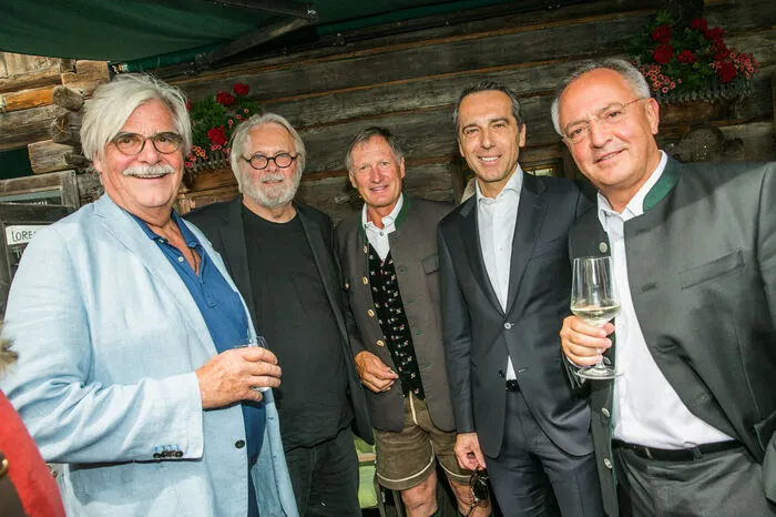 Peter Simonischek, Gerhard Roth, Franz Klammer, Christian Kern und Günter Dörflinger (Christof-Group)