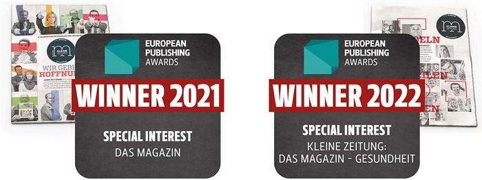 Ausgezeichnet: 2021 und 2022 wurden die Gesundheitsmagazine der Kleinen Zeitung mit einem "European Publishing Award" gewürdigt