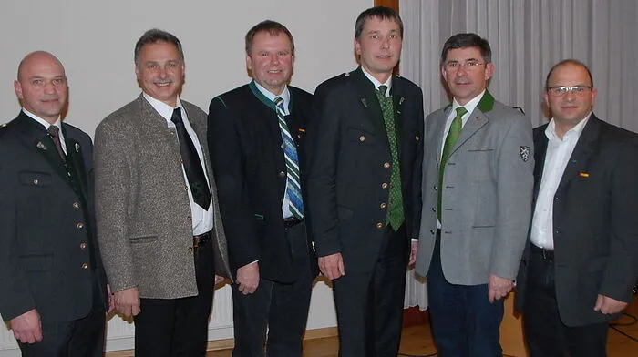 Johann Winkelmaier (3.v.r.) mit Rudolf Kainz, Walter Wiesler, Walter Jansel, Franz Fartek und dem Landtagsabgeordneten Anton Gangl