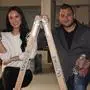 Fitness-Model Stephanie Davis mit Porcia-Center-Manager Thomas Gasser auf der Baustelle