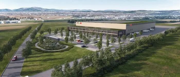 Rendering der neuen Firmenzentrale von Odörfer Haustechnik in Premstätten
