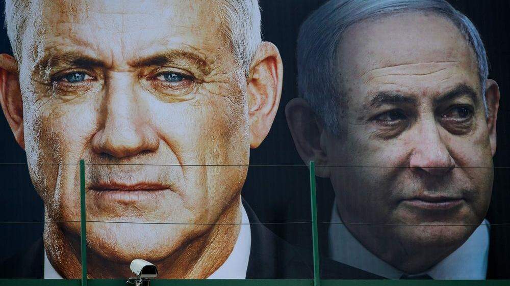 Benny Gantz (vorne) und Netanyahu