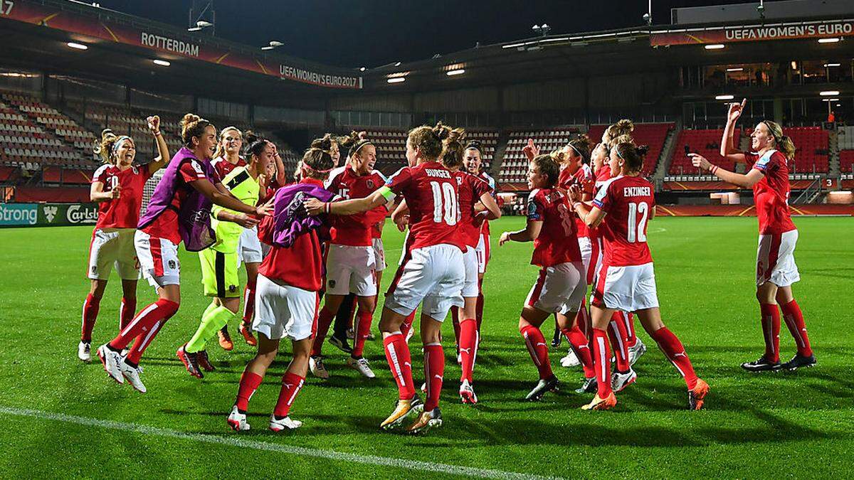 Der Jubel der ÖFB-Frauen über den Einzug ins Viertelfinale war groß