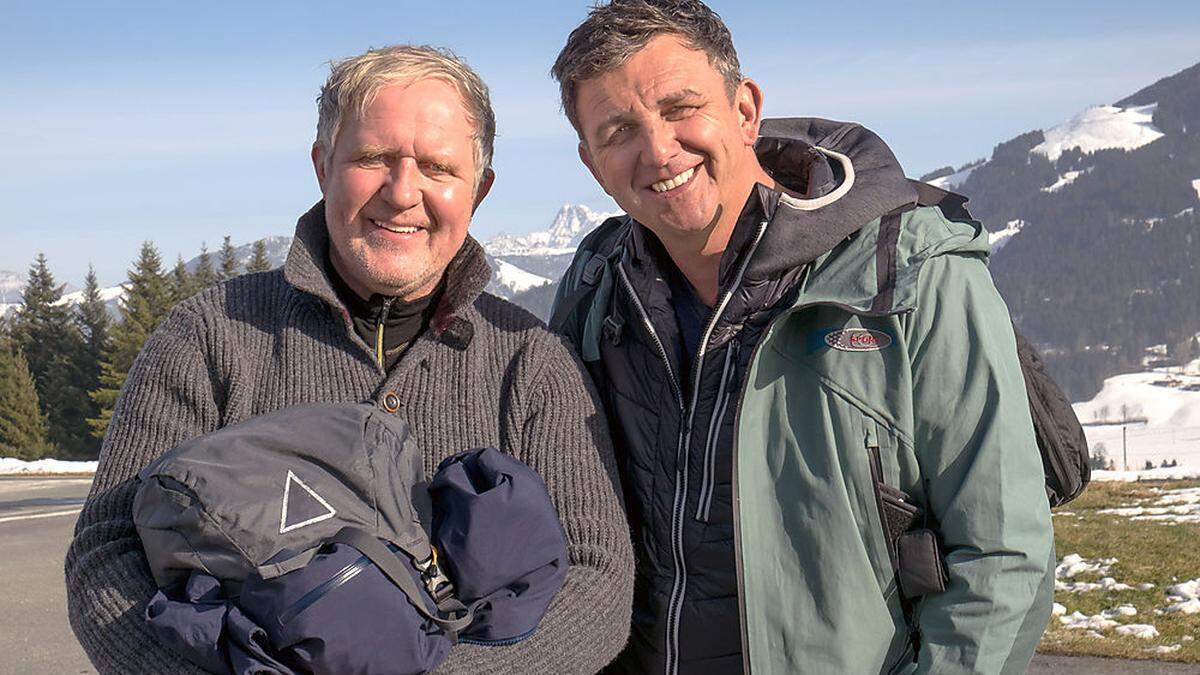 Harald Krassnitzer (links) und Hans Sigl bei den „Bergdoktor“- Dreharbeiten 