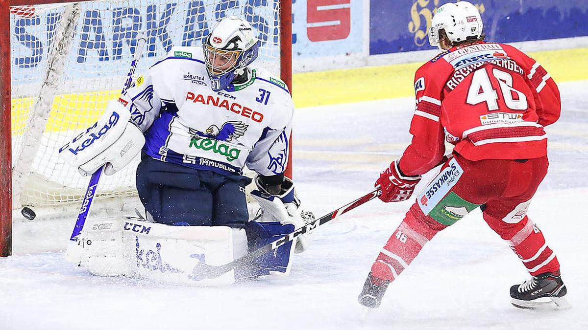 Das Short-Handed-Tor von Johannes Bischofberger sorgte für die Entscheidung im 329. Kärntner Derby