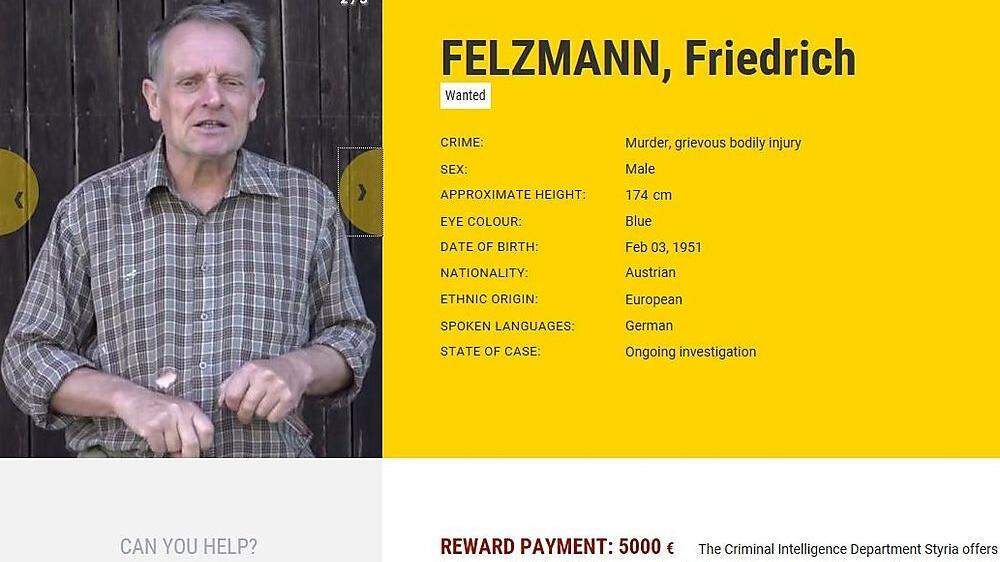 Nach Friedrich Felzmann wird europaweit gefahndet