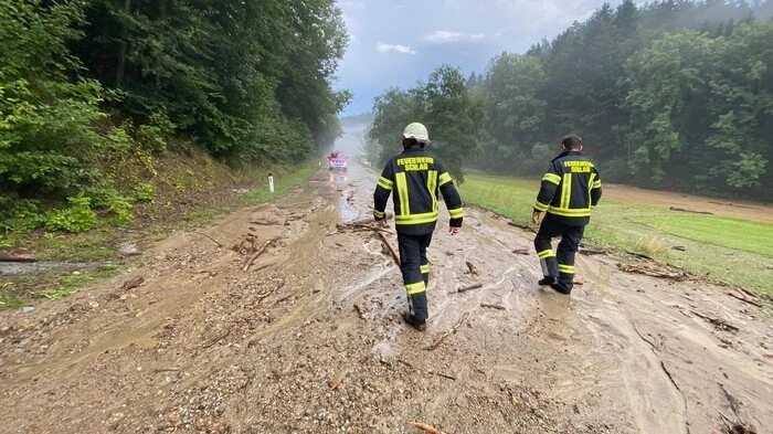 Starkregen führte am Sonntag zu Muren und Überflutungen im Wechselgebiet