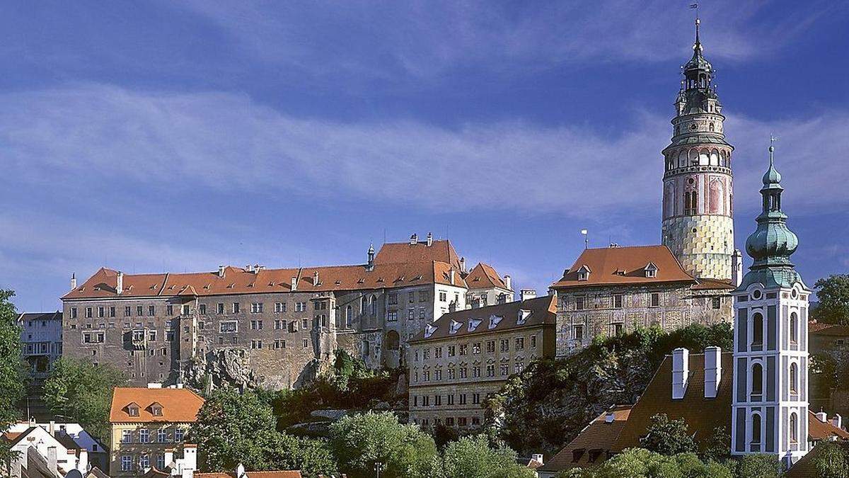 Das Schloss Krumlov in Suedboehmen