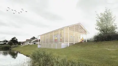 Ein Neubau am St.Andräer See ist zu sehen  | Eine Visualisierung der neuen Einsatzstelle 