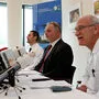 Die Pressekonferenz heute an der Uniklinik Graz mit Prof. Metnitz, Ärztl. Leiter Brunner und Prof. Seibert (v.l.)