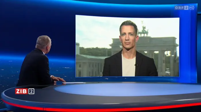 Simon Schütz vom Verband der deutschen Automobilindustrie (VDA) im ZiB2-Gespräch mit Armin Wolf