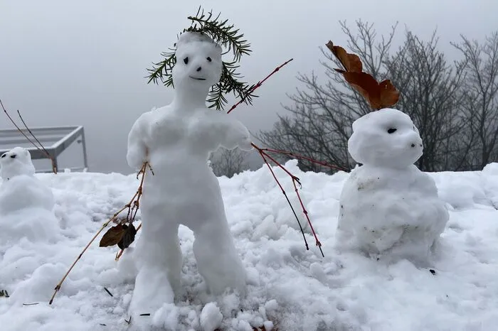 ... weit mehr als 70 kleine Schneemänner (und auch ein paar Frauen) haben wir am Wochenende am Schloßberg gezählt ...