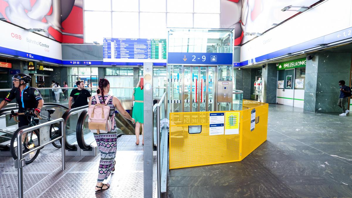 Der Lift im Grazer Hauptbahnhof ist derzeit außer Betrieb
