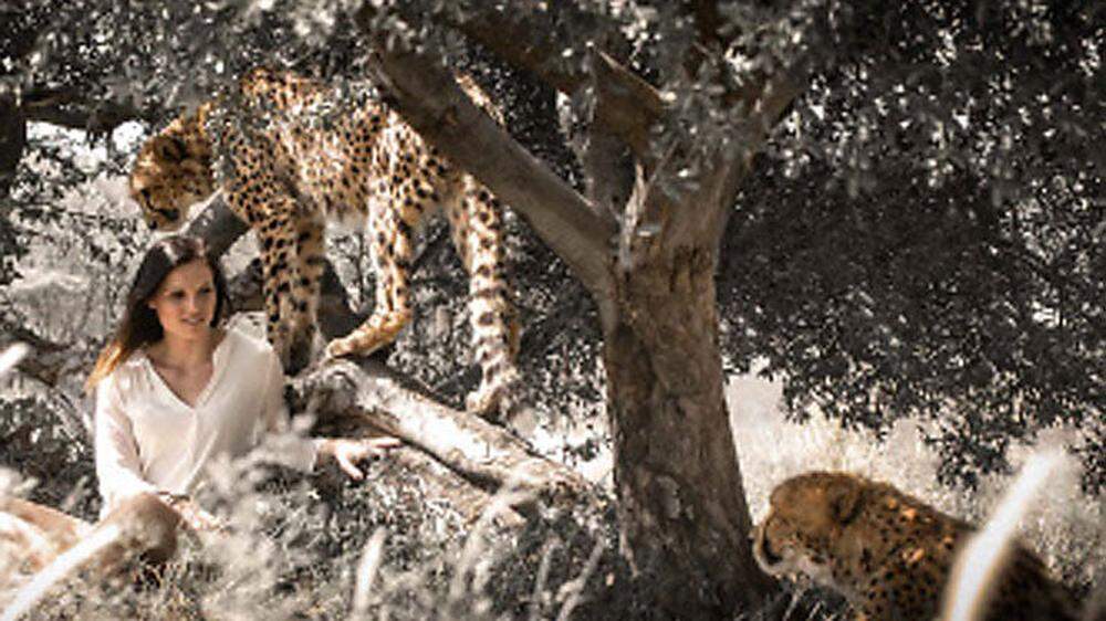 Beim Fotoshooting in Namibia ging Anna Fenninger auf Tuchfühlung mit Geparden