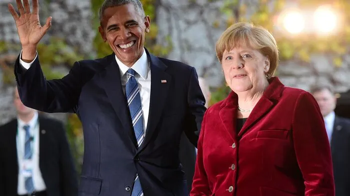 Ein bestens gelaunter Barack Obama traf am Donnerstag die deutsche Bundeskanzlerin Angela Merkel.