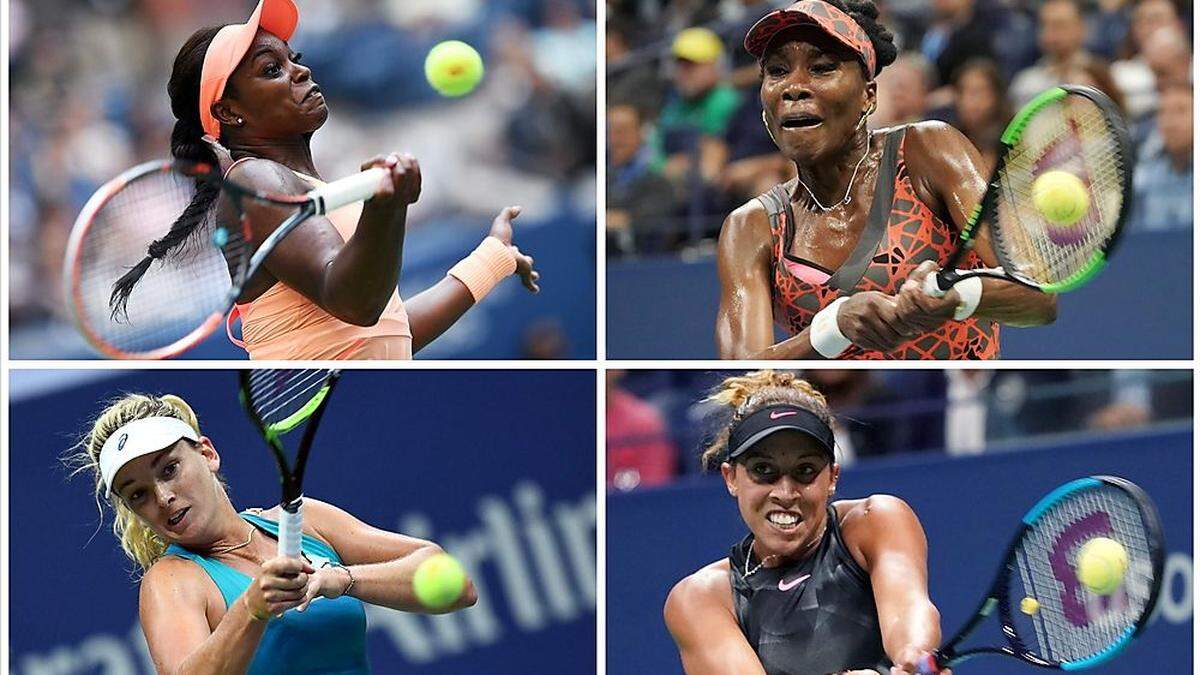 Die vier Halbfinalistinnen: Sloane Stephens, Venus Williams, Coco Vandeweghe, Madison Keys