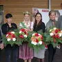 Achritekt Christian Assigal, Chefgärtnerin Petra Leichtfried, Blumenkönigin Eva II., Landesrätin Doris Kampus, ORF-Gärtnerin Angelika Ertl-Marko und Bürgermeister Fritz Kratzer