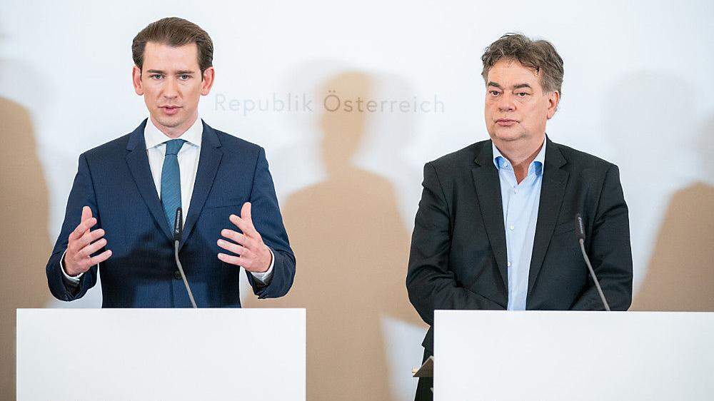 Bundeskanzler Sebastian Kurz (ÖVP) und Vizekanzler Werner Kogler (Grüne)