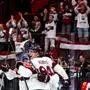 STOCKHOLM,SWEDEN,13.MAY.25 - ICE HOCKEY - IIHF Ice Hockey World Championship 2025, group stage, Slovenia vs Latvia. Image shows the rejoicing of Latvia. Photo: GEPA pictures/ Matic Klansek