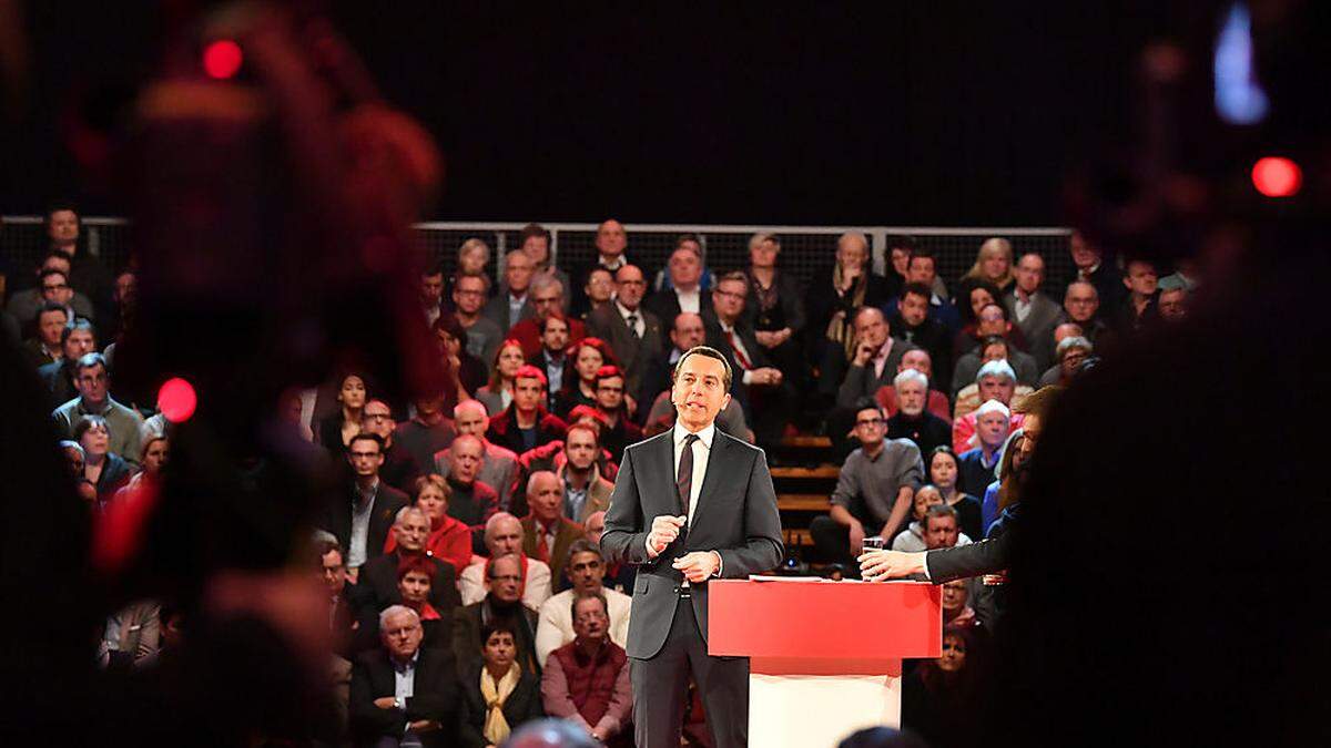 Bundeskanzler Christian Kern bei seiner Rede zur Zukunft Österreichs in Wels