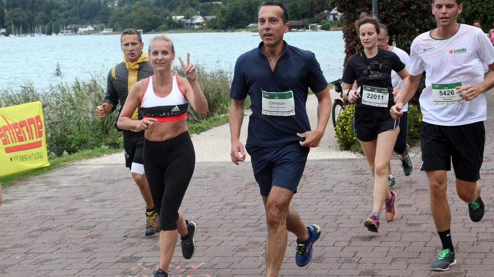Bundeskanzler Christian Kern mit Gattin beim Viertelmarathon