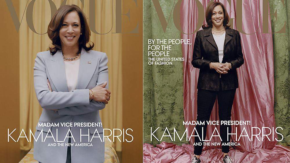 Zwei Cover-Entwürfe zur ersten US-Vizepräsidentin, das rechte wurde schließlich gedruckt