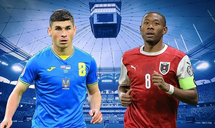 BUCHAREST,ROMANIA,20.JUN.21 - SOCCER - UEFA European Championship, OEFB international match, Austria vs Ukraine, preview. Montage shows Ruslan Malinovskyi (UKR) and David Alaba (AUT).
Photo: GEPA pictures/ Christian Walgram, Michael Zemanek; Witters/ Tim Groothuis - ATTENTION - COPYRIGHT FOR AUSTRIAN CLIENTS ONLY
