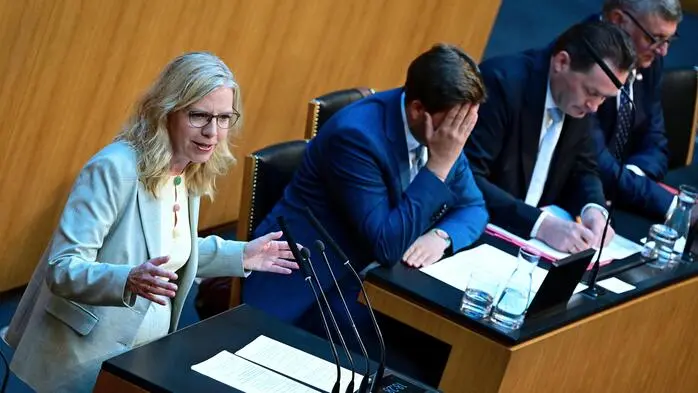 Viel Kopfschütteln im Nationalrat: Grünen-Chefin Leonore Gewessler und STS Alexander Pröll (ÖVP)