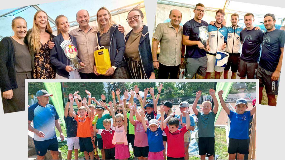 Die Damen- und Herren-Sieger des FIT-Cups und unten die Kids-Cup-Teilnehmer