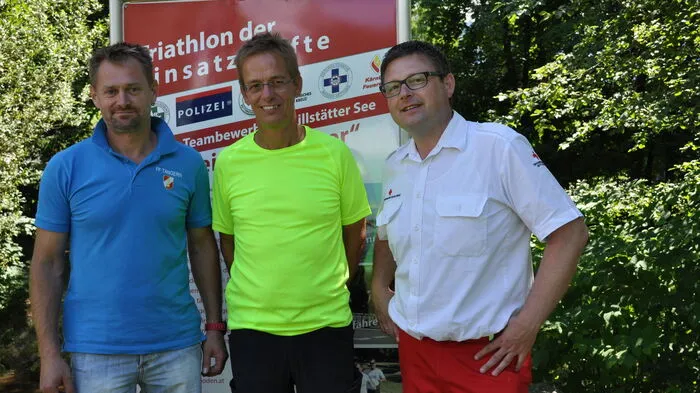 Die Organisatoren Josef Krammer (Feuerwehr), Horst Tuppinger (Rettungshundebrigade) und Hellmuth Koch (Rotes Kreuz).