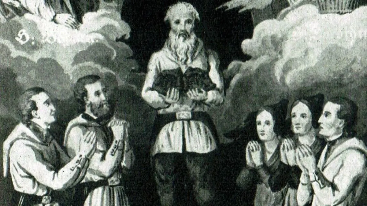 Bergmännisches Votivbild. Es zeigt die Auffindung der Wunderstufe durch Simon Weissenbacher 	Museum im Alten Rathaus 