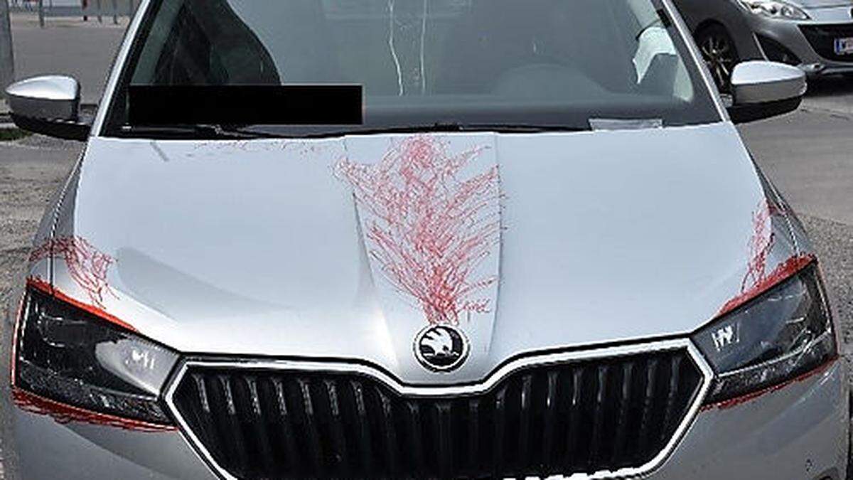 Das Auto wurde mit &quot;Wimpern&quot; beschmiert