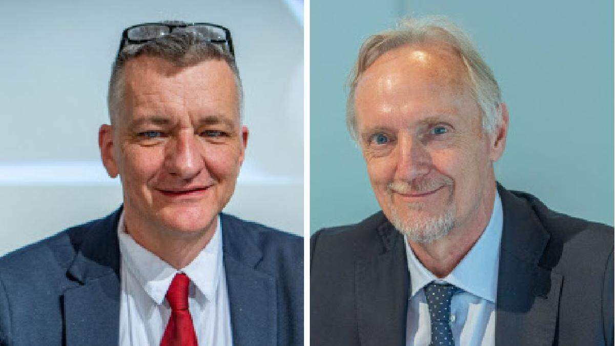 Finanzstadtrat Manfred Eber (KPÖ) und Kulturstadtrat Günter Riegler (ÖVP)