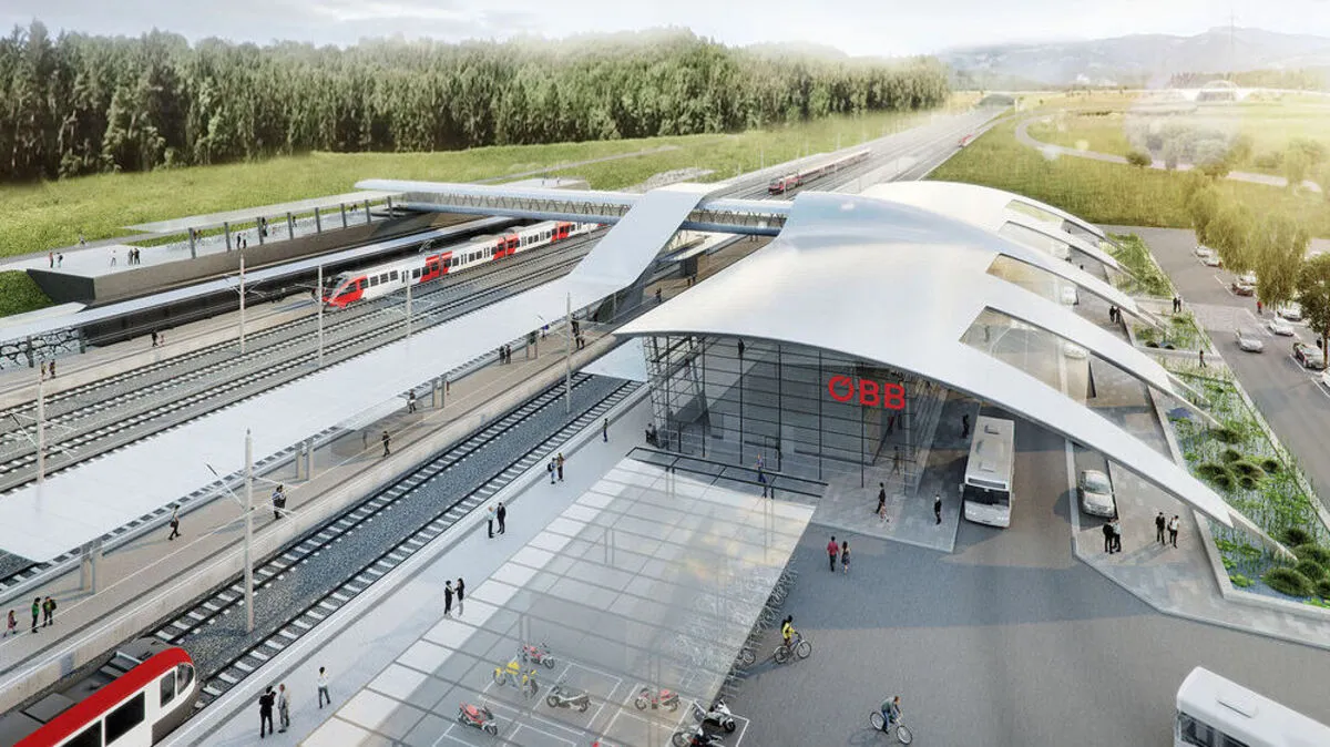 Rendering des Bahnhof Weststeiermark in Groß St. Florian