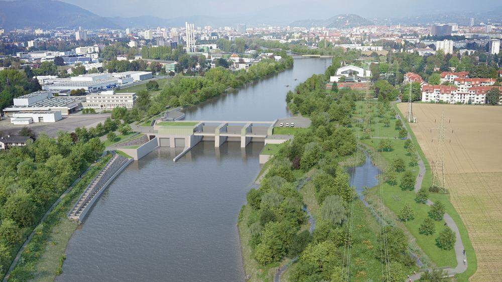 Die Bauarbeiten zum Murkraftwerk Graz laufen bereits