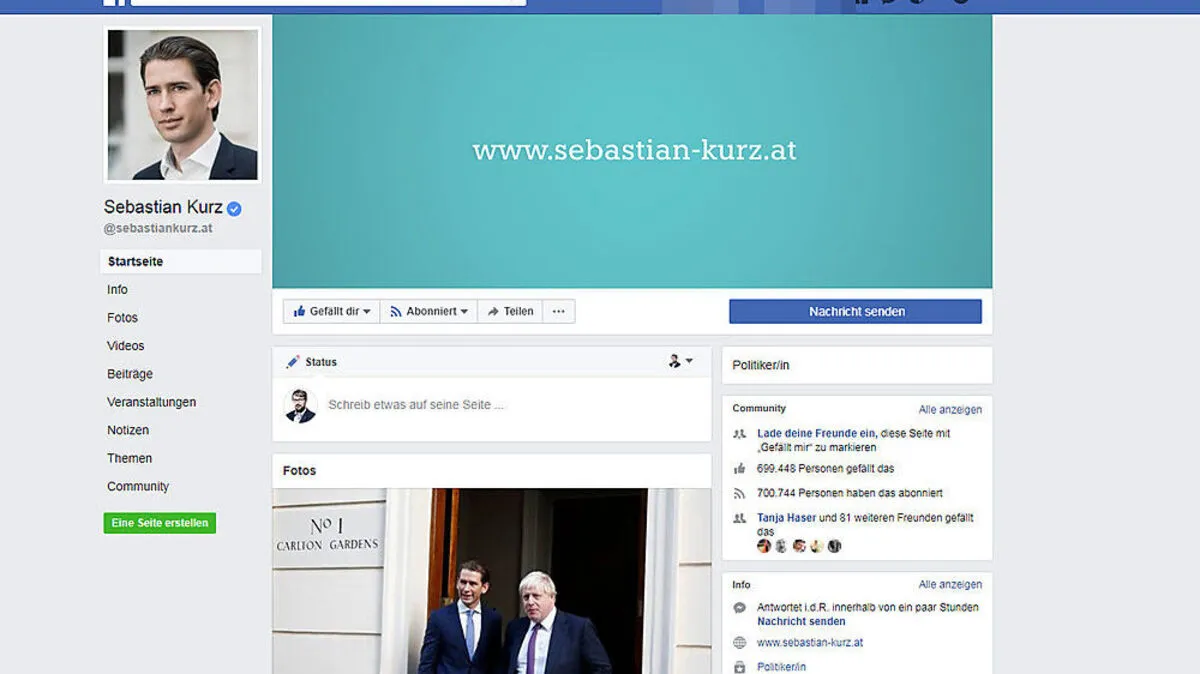Die Fanzahl von Sebastian Kurz ist wieder unter 700.000 gefallen