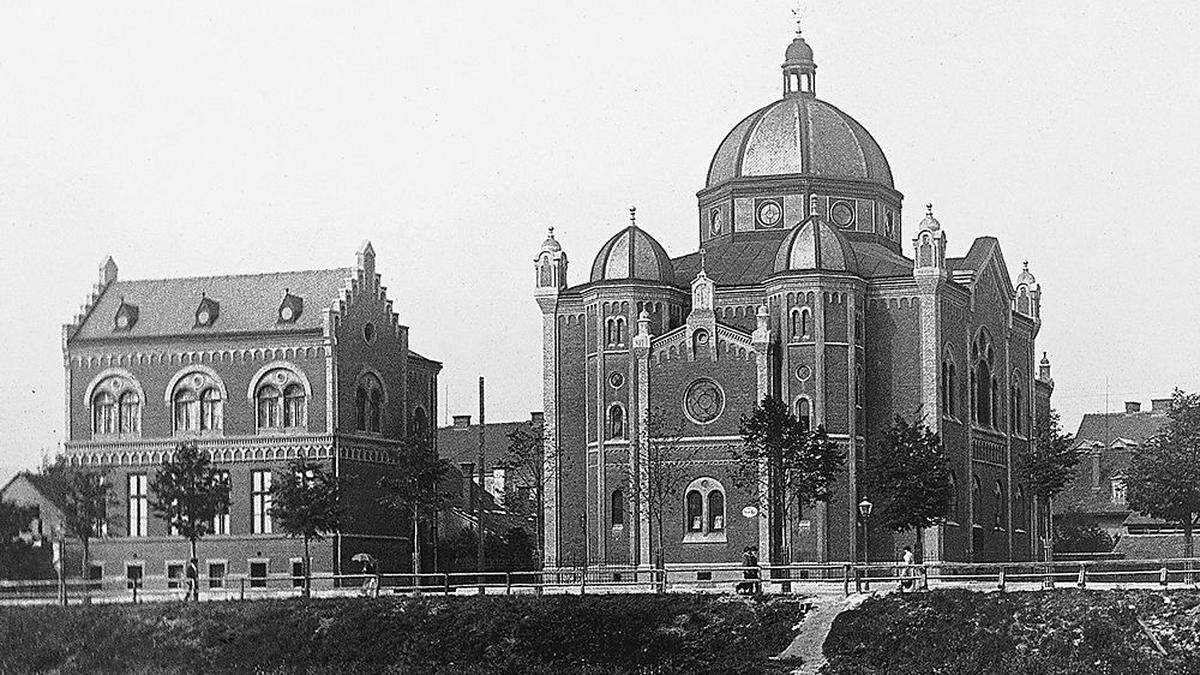 Ein Bild der alten Synagoge in Graz um 1900 