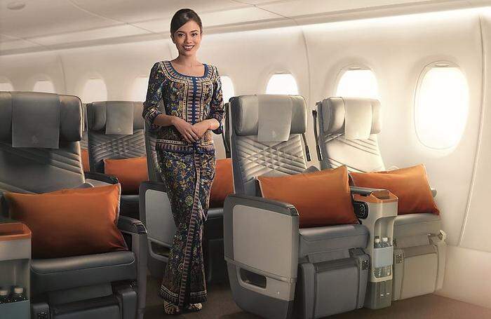 In der Premium-Economy-Klasse an Bord des Airbus A350-800ULR