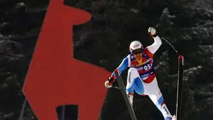 Daniel Albrecht Sekunden vor seinem Sturz auf der Streif 2009 