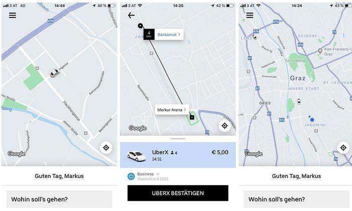 Bereits jetzt sind in Graz Uber-Fahrten buchbar