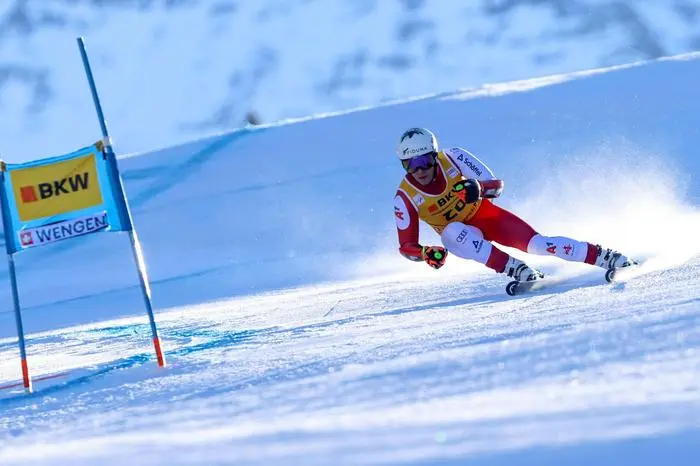 WENGEN,SWITZERLAND,17.JAN.25 - ALPINE SKIING - FIS World Cup, Super G, men. Image shows Lukas Feurstein (AUT).
Photo: GEPA pictures/ Mathias Mandl