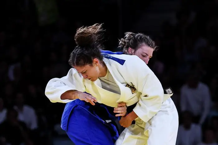 31.07.2024, Champ de Mars, Paris, FRA, Olympische Sommerspiele, Paris 2024, Judo, Damen, im Bild Judo Damen Halbfinale, Miriam Butkereit (GER) vs Michaela Polleres (AUT), Sieg fuer Miriam Butkereit (GER) // during the women judo competition for the Summer Olympic Games in Paris 2024. Champ de Mars in Paris, France on 2024/07/31. EXPA Pictures © 2024, PhotoCredit: EXPA/ Eibner-Pressefoto/ Roger Buerke

*****ATTENTION - OUT of GER*****