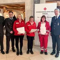 Bezirksgeschäftsführer Alexander Perry, Ortsstellenleiter Thomas Klammer, Annemarie Walder, Rosina Bürgler, Jasmin Glahn und Hansjörg Mattersberger (1. Bezirksstellenleiter-Stellvertreter und Referent für Finanzen und Wirtschaft).