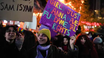 Demonstration für Frauenrechte in der Türkei